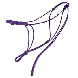 Knotty Girlz 4 Knot Horse Rope Training Halter - 3/16" (5mm) Very Thin! Stiff Polyester Halter Rope (Purple, Mule)