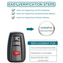 Smart Key Fob for Toyota Prius 2016-2021, FengRKey Remote Control Key Fob Compatible for Toyota Prius 2016-2021 HYQ14FBC 89904-47530 89904-47710 281451-0351