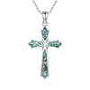 ABIGY Turquoise Necklace 925 Sterling Silver Cross Necklace Turquoise Pendant