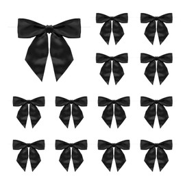 MECCANIXITY 30 Pcs Pre-Tied Bows Satin Ribbon Bows 4.5" Twist Ties Gift Bows for Craft DIY Candy Bags Christmas Wedding Decor Party Treat Bags Black