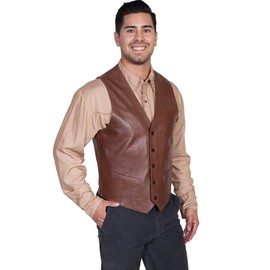 Scully Men's Lambskin Leather Western Vest Chocolate 42 R