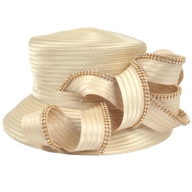 Lady Church Derby Dress Cloche Hat Fascinator Floral Tea Party Wedding Bucket Hat S051 (SD708-Apricot)