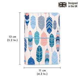 Pukka Pad, Carpe Diem A6 Notebook Cover and Passport Holder - 13 x 11 cm – Features 4 Elastic Note Pad Holders, 2 Inside Pockets, Business Card Slot, and Pen Holder - Feathers