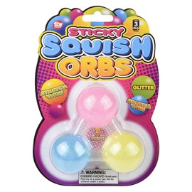 Rhode Island Novelty 1.6" Squish Sticky Glitter Orbs- 1 Card per Order