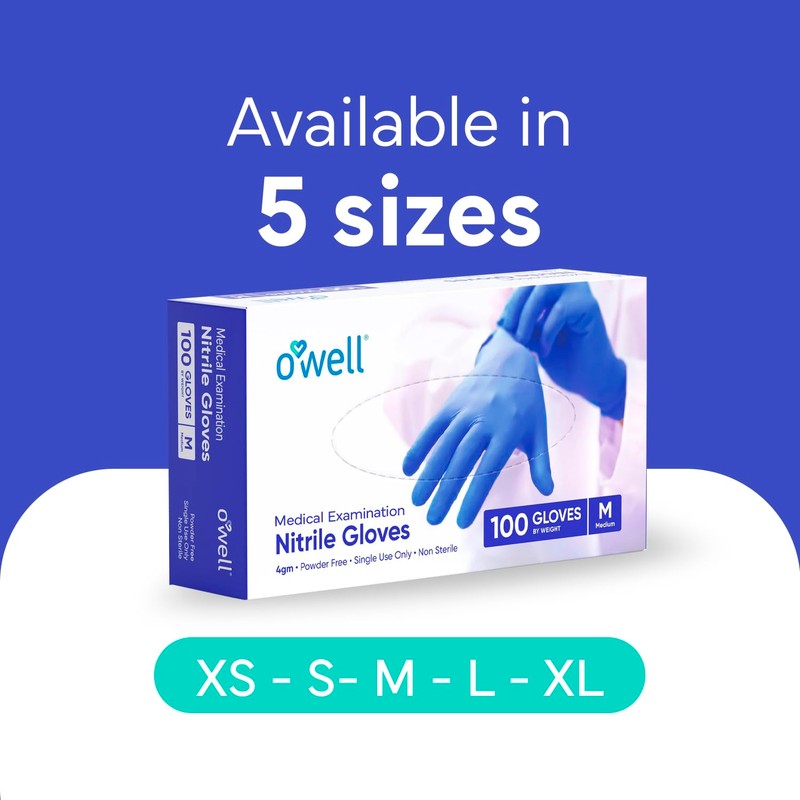 OWELL® Blue Medical Exam Nitrile Gloves Medium – 100 Count