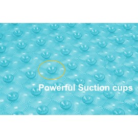 Bathtub Mat Non Slip with Suction Cups 15"x27" - Anti-Slip Shower Mat for Kids, Toddlers, and Seniors - Machine Washable Bath Tub Mat with Multiple Drainage Holes (Aqua)