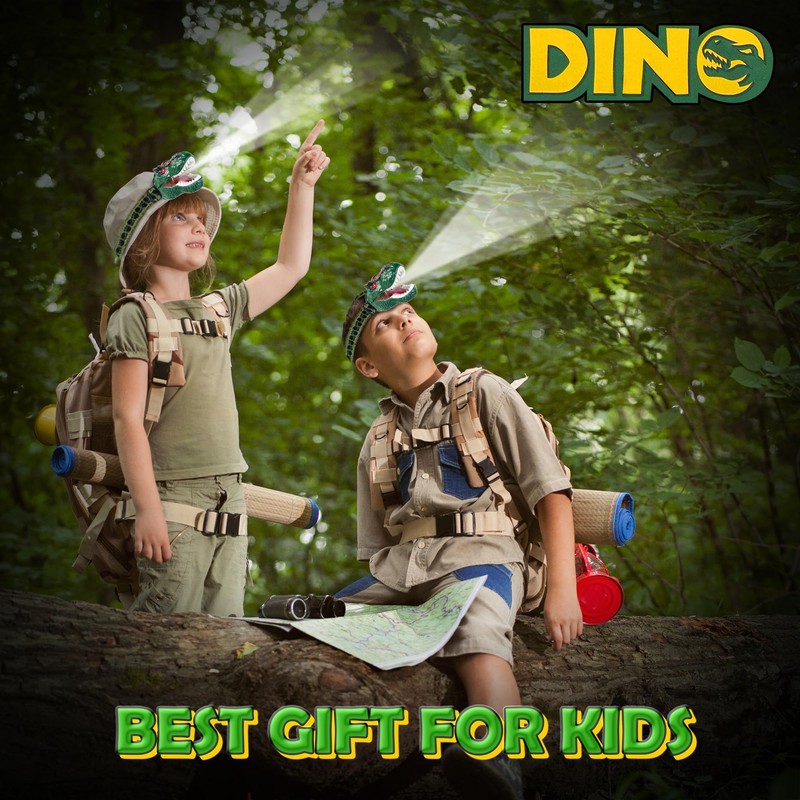 SANYIYIBA Dinosaur Headlamp for Little Boys, Dinosaur Toys Gift for
