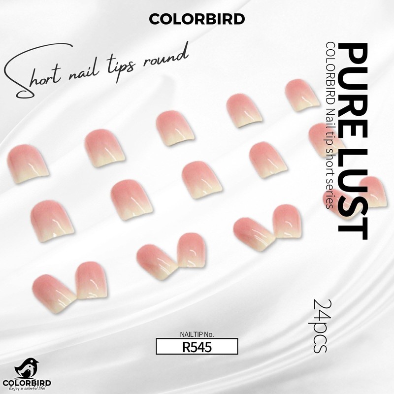 COLORBIRD Nail Tips, Short, 24 Pieces, Pink, Nail Tips, Cute,