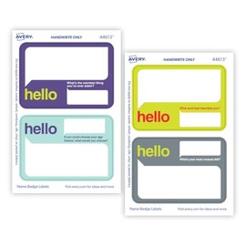 Avery Premium Event Name Tags, Ice Breaker Questions, No Lift No Curl, 36 Handwriteable Name Stickers