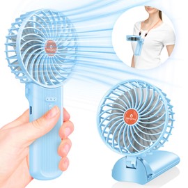 Portable Handheld Mini Fan Rechargeable: Small Hand Personal Foldable Fans 180° Adjustable 4 Speed Wind Cooling Air for Travel Face lash Indoor Outdoor Office Camping Household Women Men Kid Sky Blue