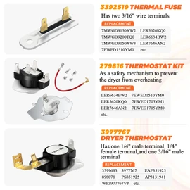 【2025 UPGRADED】279838 W10724237 WED4815EW1 Dryer Heating Element Fit for Whirlpool Ken-more 70 80 Series Model 110 Roper Replace 3403585 NED4600YQ1 ned4655ew1 medx655dw1 AP3094254 8565582 by Beaquicy
