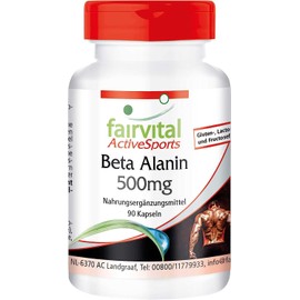 Fairvital Beta Alanine 500 mg – 90 Capsules – Popular Amino Acid – No Stirring in Powder – 100% Vegan – Quality Tested and High Dose – Made in Germany