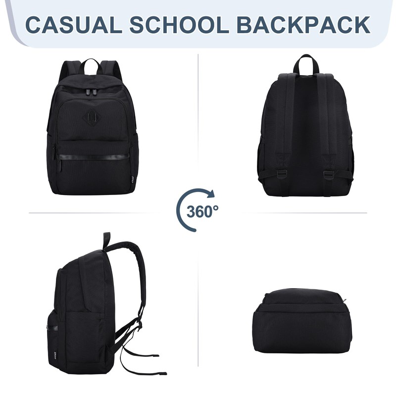 RAVUO Backpack for Men, Water Resistant Black School Backpacks Large