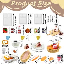 Cerkkapo Miniature Food and Drink, 37 Pieces Resin Food Toy Set, 1:12 Miniature Food, Miniature Gnome Accessories, Mini Kitchen Small Dollhouse Accessories, Mini Food Eggs, Milk, Coffee