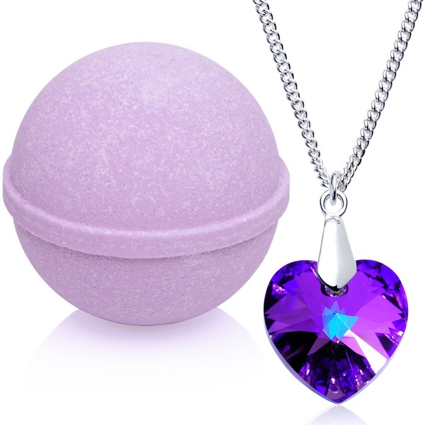 Enliven Me Lavender Bath Bomb with Necklace Created with Crystal Extra Large 10 oz. Made in USA