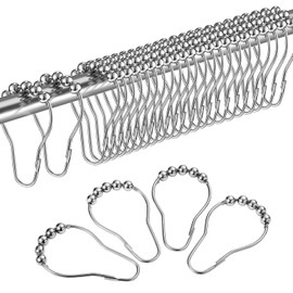 LIHAO Anillos Ganchos para Cortina de Ducha de Acero Inoxidable Cromado (24 Unidades, Plateadas)