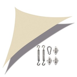COARBOR Waterproof 15'x18'x23.4' Beige Sun Shade Sail Right Triangle Canopy Fabric Shade Cover with Hardware Kit Polyester for Deck Pergola Carport Patio Yard