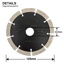 GVHAKG Diamond Milling Disc 125 mm, 10 mm Joint Cutter for Concrete, Mortar, Brick, Masonry and Plaster (125 x 10 x 22.23 mm)