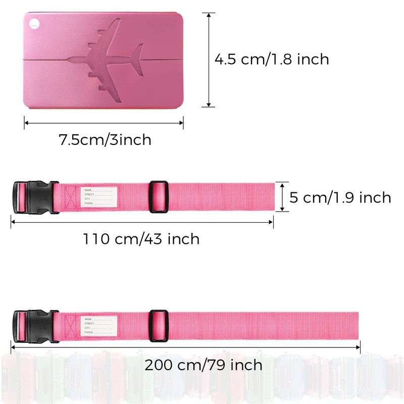 Pack of 6 Luggage Straps with Address Label + 3