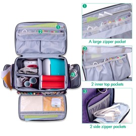 LUXJA Carrying Case Compatible with Cricut Joy and Easy Press Mini, Carrying Bag with Supplies Storage Sections, Purple