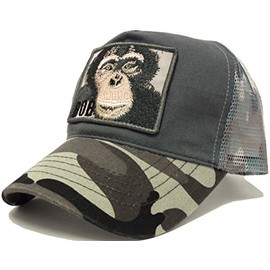 Happy Hat Animal Embroidered Patch Wild Camo Mesh Cap, gray