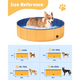 Foldable Dog Pool, Pet Swimming Pool, Pet Outdoor Bathing Tub, Dog Bath Pool, Protective Lining 47"