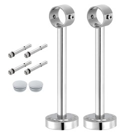 sourcing map 2 Set 9.84inch Ceiling Mount Bracket Fit 1.26inch Pipe, Stainless Steel Curtain Rod Holder Closet Rod Holders for Wardrobe Bathroom Curtain Pipe, Silver