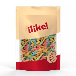 iLike! Sour Neon Gummy Worms Candy, Assorted Fruit Flavors, 2-Pound Pack