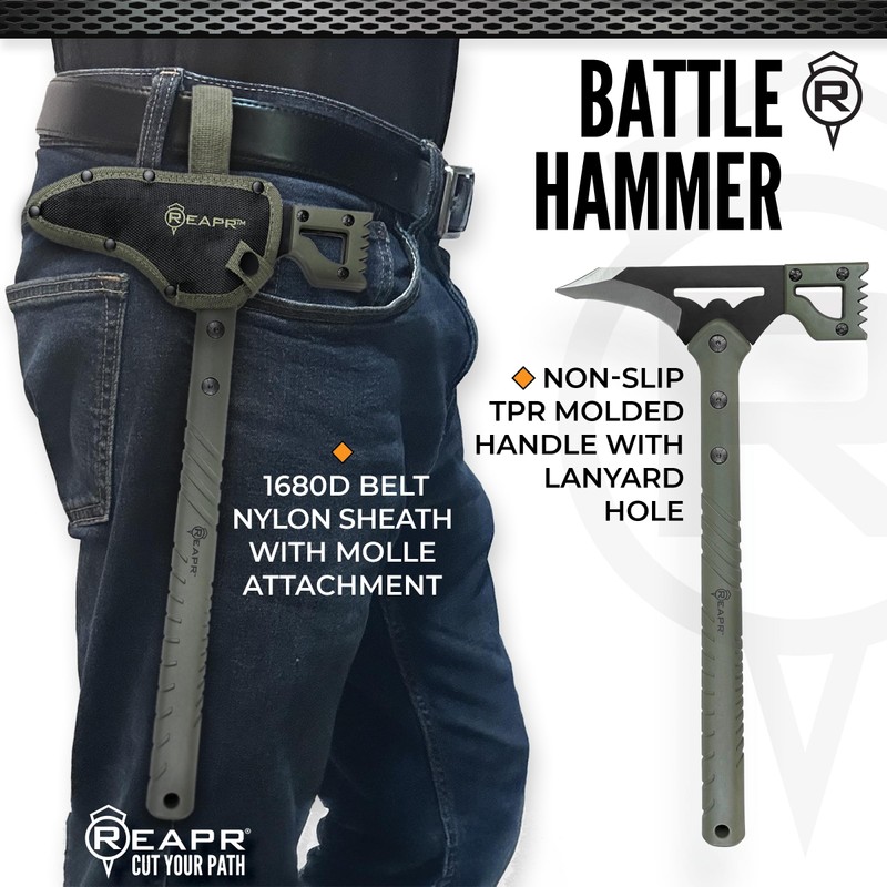 REAPR Battle Hammer – 15¾″ Fixed‑Head Hammer Axe with 3¼″