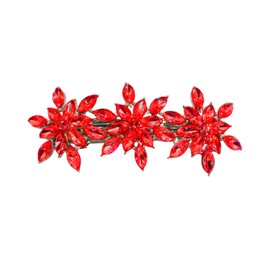 Red Austrian Hair Barrettes, Sparkly Zircon Crystal Hair Clips French Dedign Bridal Fashion Bling Rhinestons Hairpins, Wedding Hairgrip Hair Headwear Accessories for Women Girls Bride Bridesm