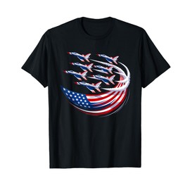 American Flag Jets Flyover Patriotic Military Pride T-Shirt