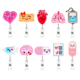 Yoirzit Nurse Badge Holder Pack of 10 Felt Fabric Retractable Badge Holder ID Card Holder Nurse Badge Reels ID Card Retractable Retractable Reel Jojo Nurses Doctors HS-10