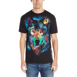 Liquid Blue Men's Cosmic Wolf T-Shirt, Black, X-Large