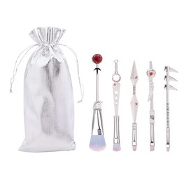 Hokage Ninja, Makeup Brush, Eye Shadow Brush, Set of 5, Makeup Brush Set, Eye Shadow Brush, Eyebrow Brush, Powder Brush, Makeup Brush, Super Soft, Cute, Stylish, Gift, Silver