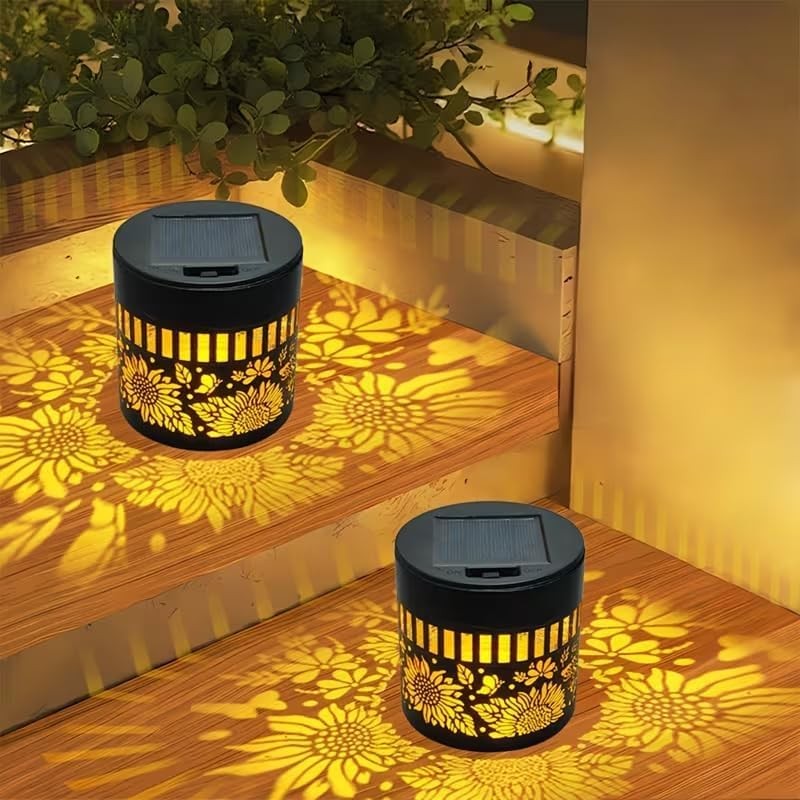 Lumoza 2 PCS Solar Fence Lights Outdoor, Metal Solar Powered