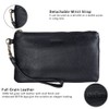 befen Black Genuine Leather Wristlet Clutch RFID Blocking Bag Cell