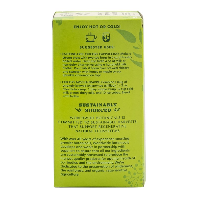 Worldwide Botanicals Organic French Chicory Root Tea, 25 Tea Bags