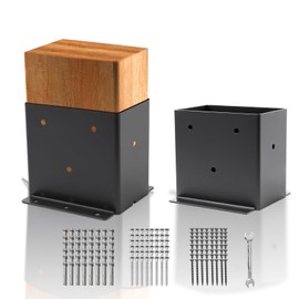 2 Set 4“× 6” Post Base, (Inner Size 3.6"x 5.6") Post Brackets,Black Metal Powder-Coated Thick Steel Post Anchor Outdoor for Support Deck Base Plate Pergola Brackets Fence Kit,Mialbox Post Mount