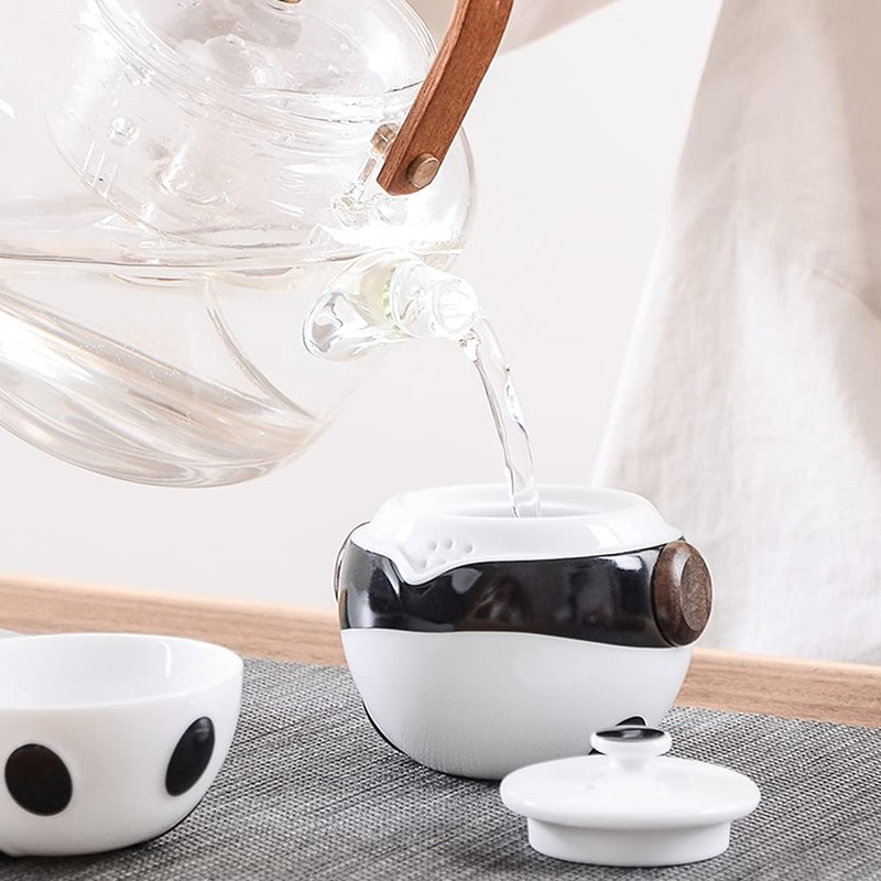 Sizikato Tea for One Teapot and Cup Set, Cute Panda