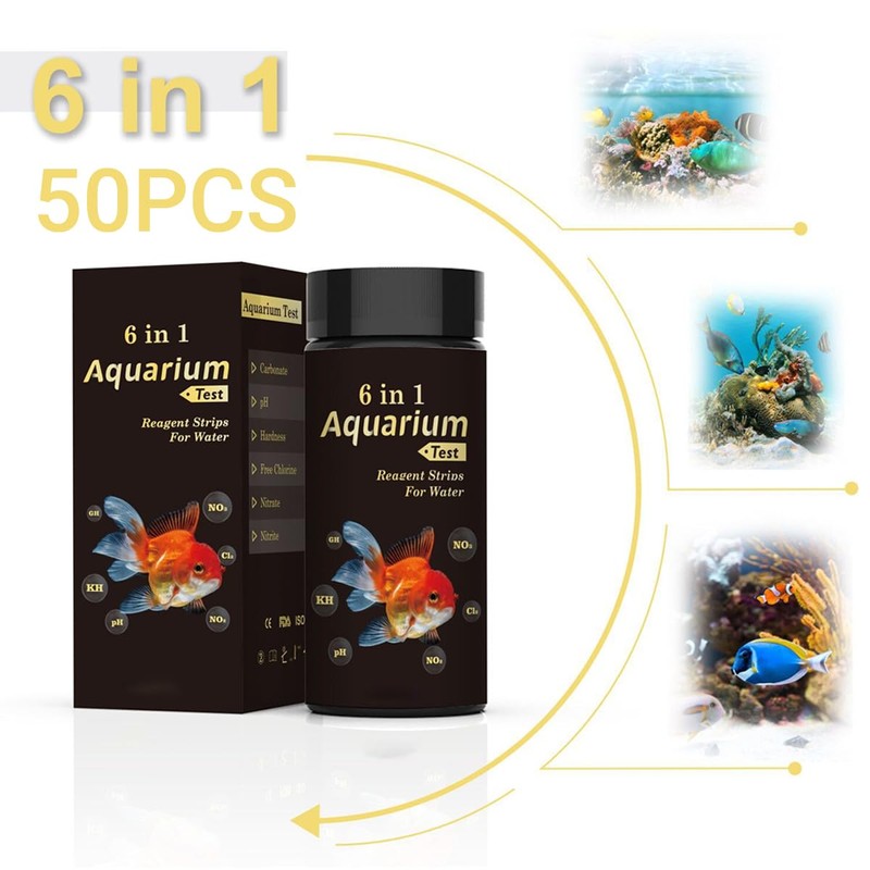 AIMALL 50pcs Wancheng 6-in-1 Aquarium Water Test Strips - Multi-Element