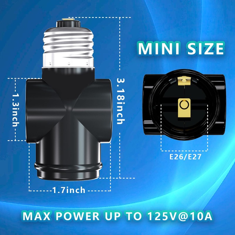 2 Pack, Light Socket to Plug Adapter, Convert E26 Light