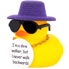 wonuu Encouragement Support Rubber Duck Car Dashboard Decorations, Funny Thinking Positive Duck with Card Creative Duck Car Ornament for Cute Car Accessories, Purple