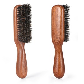BESTOOL Hair Brush, Boar Bristle Brush for Thin, Fine Hair, Boar Bristles Beard Brush for Daily Beard Care, Men's Hair Brush with Sapele Wood Handle, Sleek Braid Brush