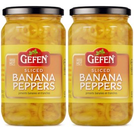 Gefen Sliced Banana Peppers, 480ml (Pack of 2) | Mild Heat Hot Pepper Rings | No Stems | Perfect for Sandwiches, Salads, Nachos, and Delectable Appetizers | Certified Kosher