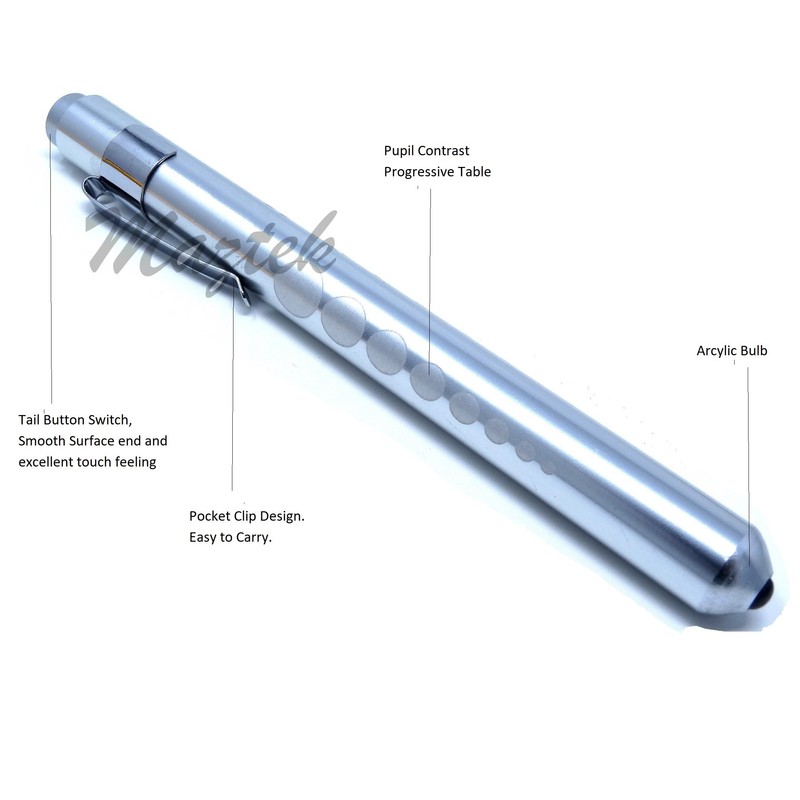 Penlight Reusable Medical Aluminum LED Pen Light with Pupil Gauge