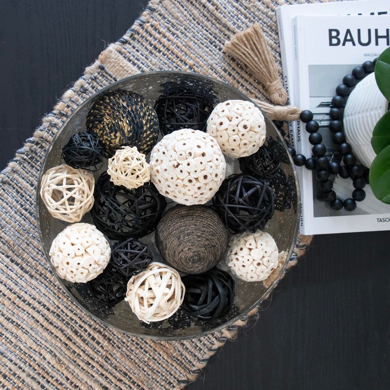 ANDALUCA Decorative Balls Bag Bowl Filler Home Decor (Black &