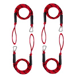 4-Pack Boat Bungee Dock Line for Temporary Boat Docking,– 4FT (Extends to 5.5FT) –Retractable Mooring Rope with 316 Stainless Steel Clip and Foam Float,Boat Accessory (Red)
