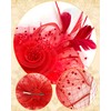 Red Fascinators Hat for Women Tea Party Elegant Funeral Veil