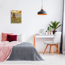 Stupell Industries Woman Sitting in Tree Sloth Animal City Buildings Canvas Wall Art, 16 x 20, Green