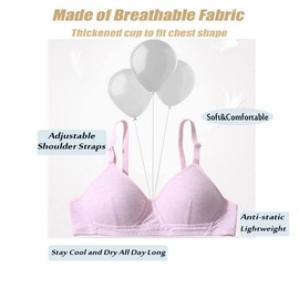 Hbhpov Cotton Teen Girl’s Sport Bra with Adjustable Detachable Strap Wire Free Training Bralette 3 Pack (36, Style2)